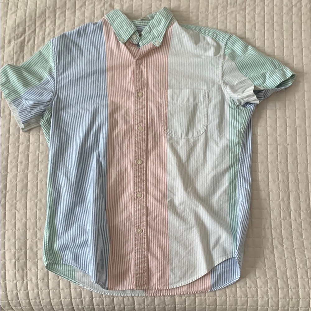 J. Crew Multicolor Striped Short Sleeve Shirt, Classic Medium